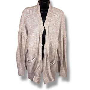 XL SO Beige Neutral Knit Cotton Blend Sweater Long Sleeve Open Front